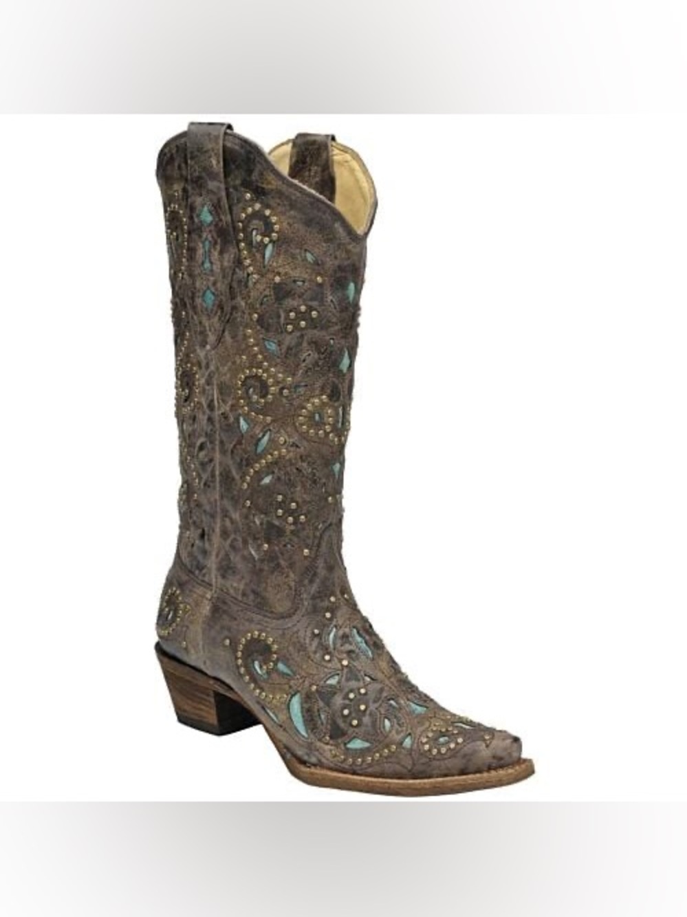 Corral Studded Inlay Snip Toe Cowboy Boots Size 7